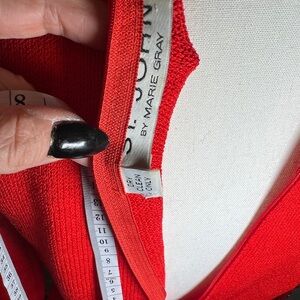 Vintage Red St. John by Marie Gray Dress with pleats gold buttons size S Mint